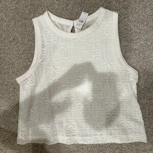 LOFT White Lace Sleeveless Crop Top NWT Size [XL]